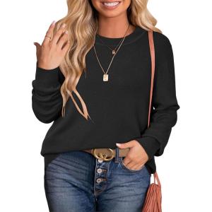 imageArachampCloz Womens Plus Size Wool Blend Sweater Fall Long Sleeve Tops 2025Black