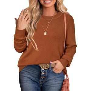 imageArachampCloz Womens Plus Size Wool Blend Sweater Fall Long Sleeve Tops 2025Caramel