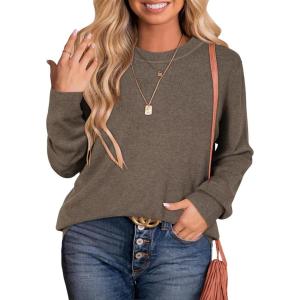 imageArachampCloz Womens Plus Size Wool Blend Sweater Fall Long Sleeve Tops 2025Coffee