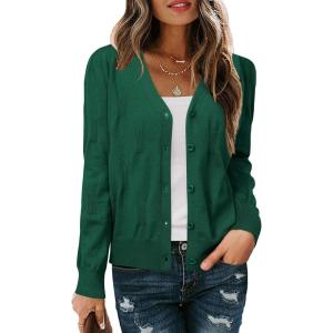 imageArachampCloz Womens Soft Cropped Cardigan Casual Lightweight Shrug Sweater TopsDeep Green