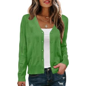 imageArachampCloz Womens Soft Cropped Cardigan Casual Lightweight Shrug Sweater TopsGreen