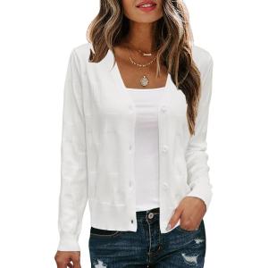 imageArachampCloz Womens Soft Cropped Cardigan Casual Lightweight Shrug Sweater TopsWhite
