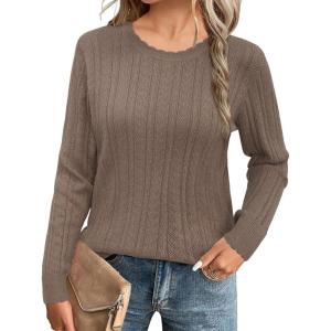 imageArachampCloz Womens Spring Summer Scalloped Short Sleeve Tops Textured ShirtsBcoffee