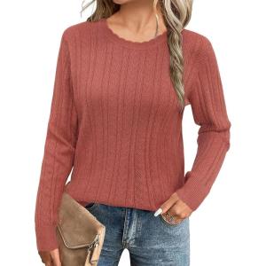 imageArachampCloz Womens Spring Summer Scalloped Short Sleeve Tops Textured ShirtsBdusty Red