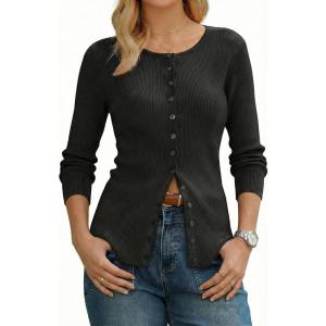 imageArachampCloz Womens Wool Blend Button Up Spring Business Cardigan Tops Outfits 2026Black