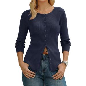 imageArachampCloz Womens Wool Blend Button Up Spring Business Cardigan Tops Outfits 2026Navy
