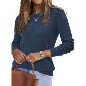 imageArachampCloz Womens Wool Blend Classic Crew Neck Casual Fall SweatersAdark Blue
