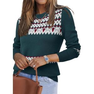 imageArachampCloz Womens Wool Blend Classic Crew Neck Casual Fall SweatersFair Isledark Green
