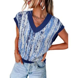 imageArachampCloz Womens Wool Blend Fall Printed Cute Trendy Sweater Vests 2025Blue