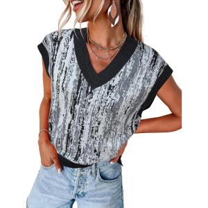 imageArachampCloz Womens Wool Blend Fall Printed Cute Trendy Sweater Vests 2025Grey