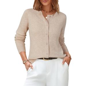 imageArachampCloz Womens Wool Blend Lightweight Spring Business Casual Cardigan Sweaters TopsApricot
