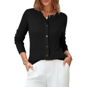 imageArachampCloz Womens Wool Blend Lightweight Spring Business Casual Cardigan Sweaters TopsBlack
