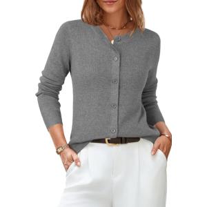 imageArachampCloz Womens Wool Blend Lightweight Spring Business Casual Cardigan Sweaters TopsDark Gray