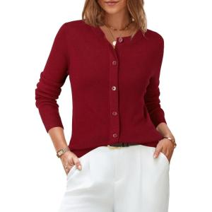 imageArachampCloz Womens Wool Blend Lightweight Spring Business Casual Cardigan Sweaters TopsRed
