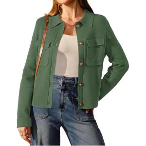 imageArachampCloz Womens Wool Blend Spring Fashion Button Down Cropped Jacket Shackets 2026Army Green