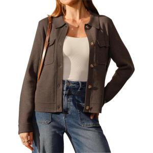 imageArachampCloz Womens Wool Blend Spring Fashion Button Down Cropped Jacket Shackets 2026Coffee