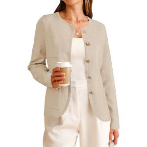 imageArachampCloz Womens Wool Blend Sweater Blazers Business Casual Jacket with Pockets 2026Apricot