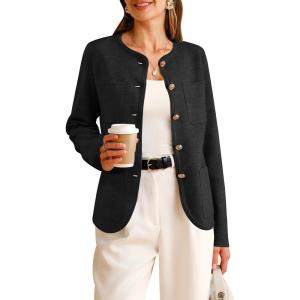 imageArachampCloz Womens Wool Blend Sweater Blazers Business Casual Jacket with Pockets 2026Black