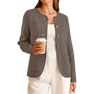 imageArachampCloz Womens Wool Blend Sweater Blazers Business Casual Jacket with Pockets 2026Coffee