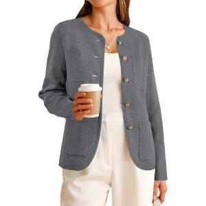 imageArachampCloz Womens Wool Blend Sweater Blazers Business Casual Jacket with Pockets 2026Gray