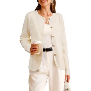 imageArachampCloz Womens Wool Blend Sweater Blazers Business Casual Jacket with Pockets 2026White