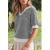 imageArachampCloz Womens 100 Cotton Polo V Neck Striped Short Sleeve Spring Casual Pullover Sweaters 2026Black