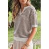 imageArachampCloz Womens 100 Cotton Polo V Neck Striped Short Sleeve Spring Casual Pullover Sweaters 2026Brown