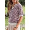 imageArachampCloz Womens 100 Cotton Polo V Neck Striped Short Sleeve Spring Casual Pullover Sweaters 2026Dark Red