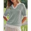 imageArachampCloz Womens 100 Cotton Polo V Neck Striped Short Sleeve Spring Casual Pullover Sweaters 2026Green