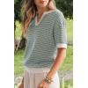 imageArachampCloz Womens 100 Cotton Polo V Neck Striped Short Sleeve Spring Casual Pullover Sweaters 2026Green