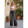 imageArachampCloz Womens Cotton Contrast Waistband Wide Leg Stretchy Denim Jeans 2026Black