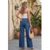 imageArachampCloz Womens Cotton Contrast Waistband Wide Leg Stretchy Denim Jeans 2026Dark Blue
