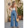 imageArachampCloz Womens Cotton Contrast Waistband Wide Leg Stretchy Denim Jeans 2026Light Blue