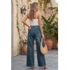 imageArachampCloz Womens Cotton Contrast Waistband Wide Leg Stretchy Denim Jeans 2026Retro Blue