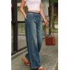 imageArachampCloz Womens Cotton Contrast Waistband Wide Leg Stretchy Denim Jeans 2026Retro Blue