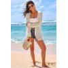 imageArachampCloz Womens Crochet Cover Up Linen Blend Open Front Beach Oversized Kimonos 2026Beige