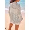 imageArachampCloz Womens Crochet Cover Up Linen Blend Open Front Beach Oversized Kimonos 2026Beige