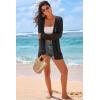imageArachampCloz Womens Crochet Cover Up Linen Blend Open Front Beach Oversized Kimonos 2026Black