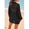 imageArachampCloz Womens Crochet Cover Up Linen Blend Open Front Beach Oversized Kimonos 2026Black