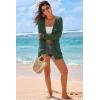 imageArachampCloz Womens Crochet Cover Up Linen Blend Open Front Beach Oversized Kimonos 2026Dark Green