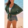 imageArachampCloz Womens Crochet Cover Up Linen Blend Open Front Beach Oversized Kimonos 2026Dark Green