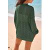 imageArachampCloz Womens Crochet Cover Up Linen Blend Open Front Beach Oversized Kimonos 2026Dark Green