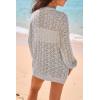 imageArachampCloz Womens Crochet Cover Up Linen Blend Open Front Beach Oversized Kimonos 2026Grey