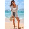 imageArachampCloz Womens Crochet Cover Up Linen Blend Open Front Beach Oversized Kimonos 2026Grey