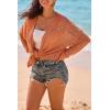 imageArachampCloz Womens Crochet Cover Up Linen Blend Open Front Beach Oversized Kimonos 2026Orange