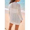 imageArachampCloz Womens Crochet Cover Up Linen Blend Open Front Beach Oversized Kimonos 2026White