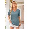 imageArachampCloz Womens Lightweight Fall Sweater Tops Casual Short Sleeve Blouses ShirtsBgrey Blue