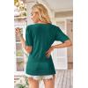 imageArachampCloz Womens Lightweight Fall Sweater Tops Casual Short Sleeve Blouses ShirtsGreen 03
