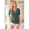 imageArachampCloz Womens Lightweight Fall Sweater Tops Casual Short Sleeve Blouses ShirtsGrey Green