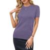 imageArachampCloz Womens Lightweight Wool Blend Short Sleeve Sweater Top Business CasualAcorn Violet